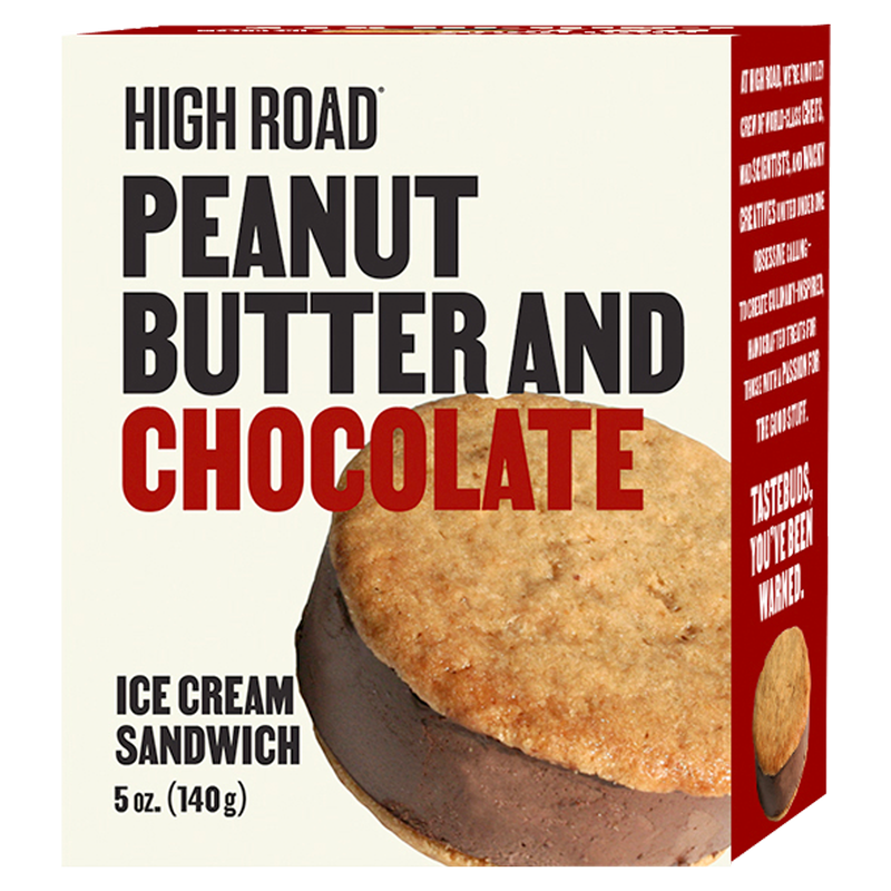High Road Peanut Butter Cookies with Chocolate Ice Cream Sandwich 5oz