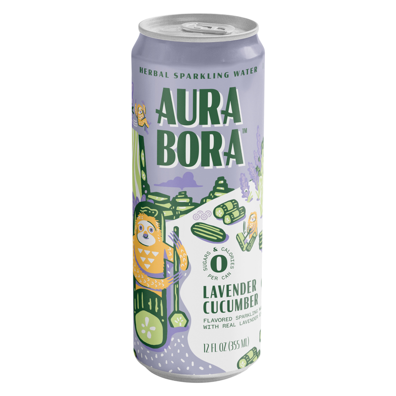 Aura Bora Lavender Cucumber Herbal Sparkling Water 12oz Can