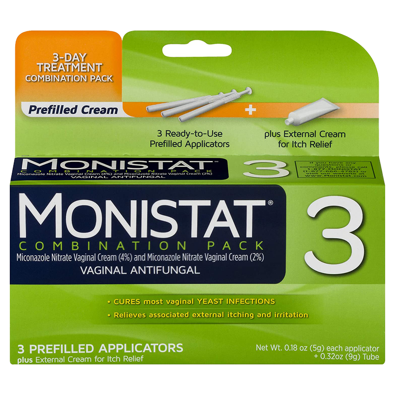Monistat 3 Day Combination Pack Itch Cream & Prefilled Applicators Yeast Infection Treatment 3ct