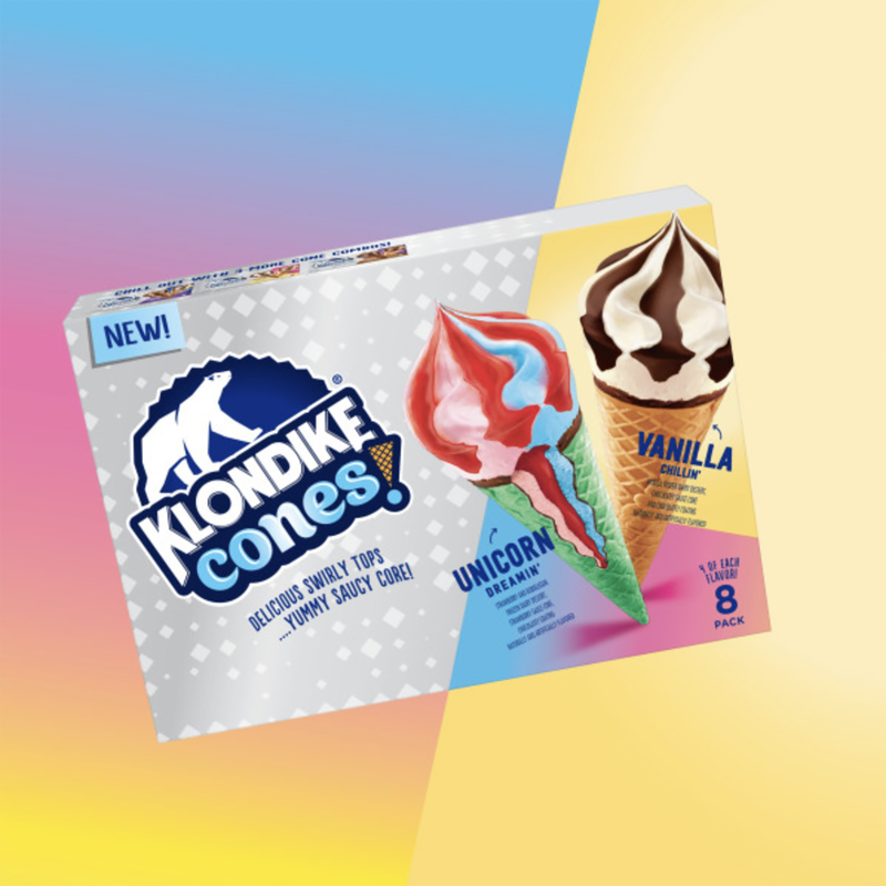 Klondike Cones Vanilla & Unicorn Frozen Dairy Dessert 8ct 30oz Ice
