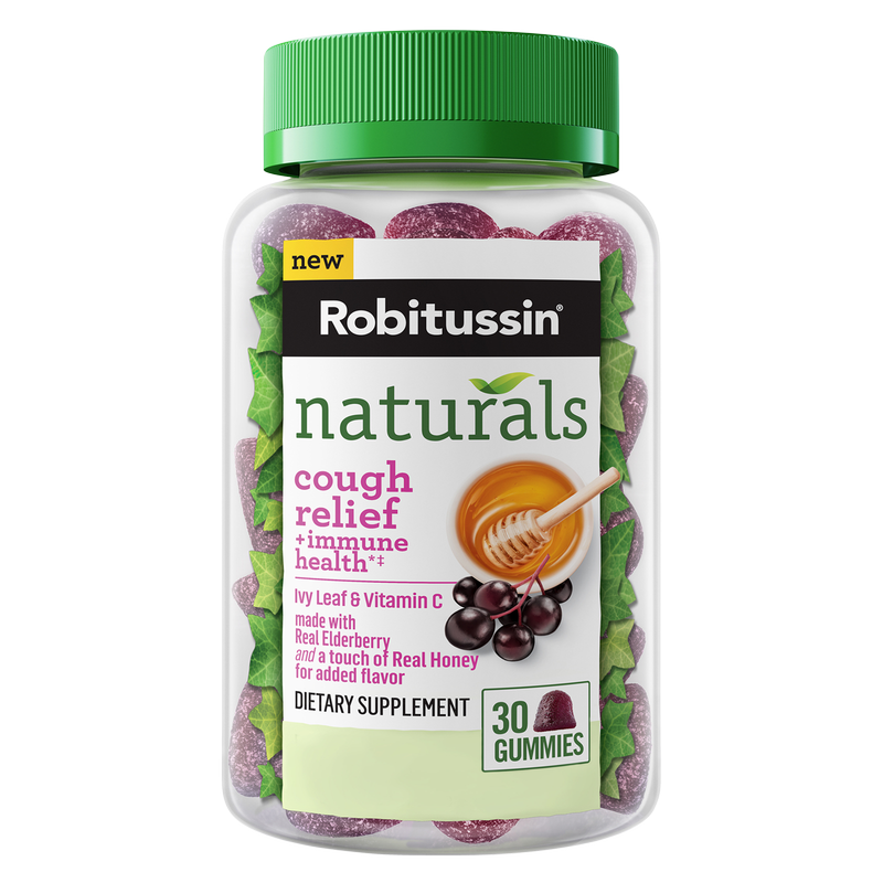 Robitussin Naturals Cough Relief & Immune Health Gummies Honey & Elderberry 30ct