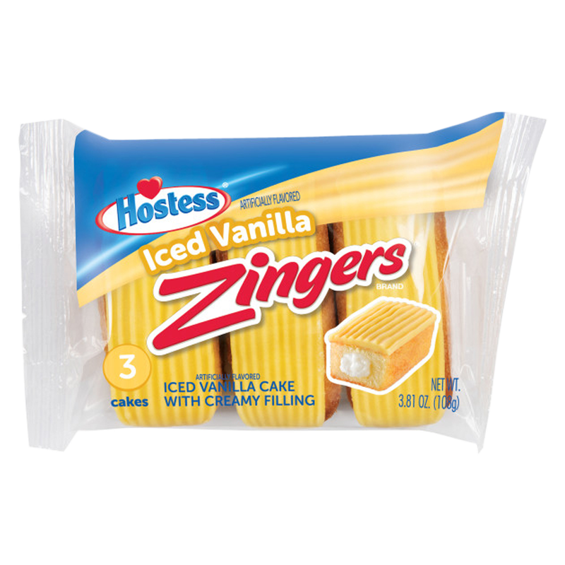 Hostess Iced Vanilla Artificially Flavored Zingers Single Serve 3.81oz