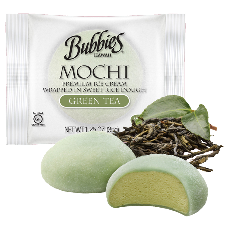 Bubbies Hawaii Green Tea Mochi Ice Cream Individually Wrapped 1ct
