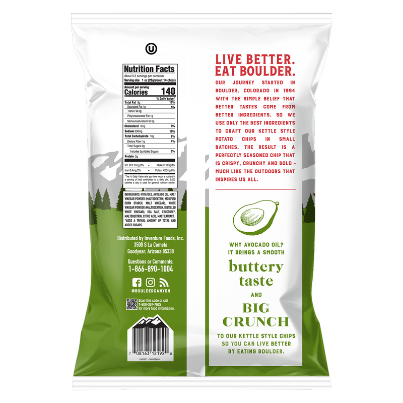 Boulder Canyon® Avocado Oil Malt Vinegar and Sea Salt Kettle Potato
