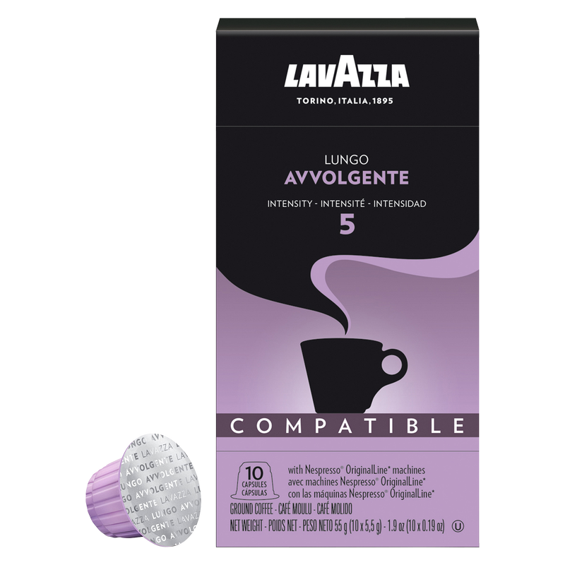 Lavazza Nespresso Coffee Original Line Compatible Capsules Avvolgente Lungo 10ct