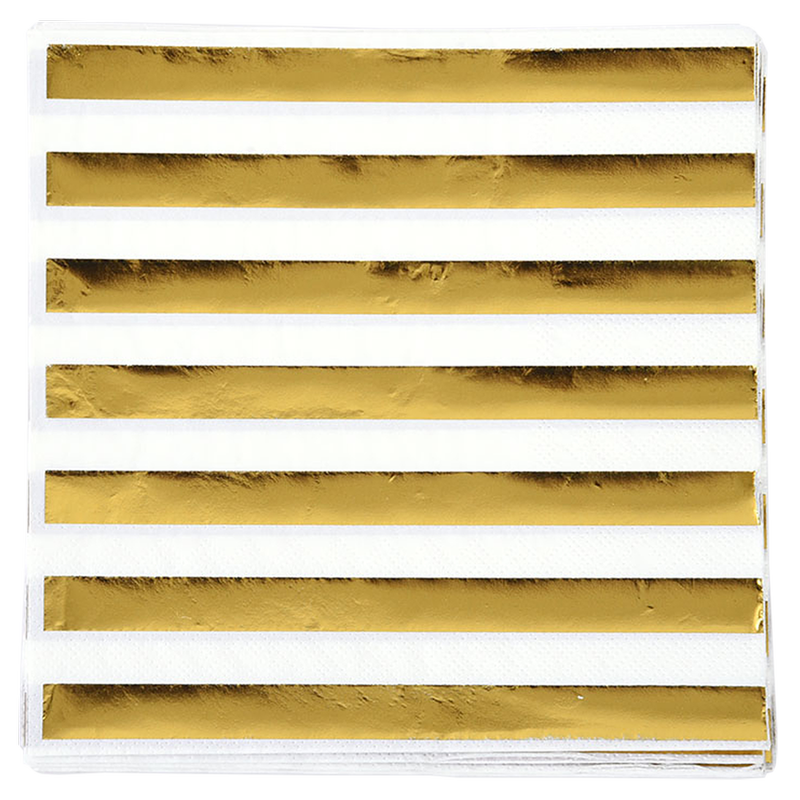 FLOMO Gold Stripe Party Napkin 13" 12pk