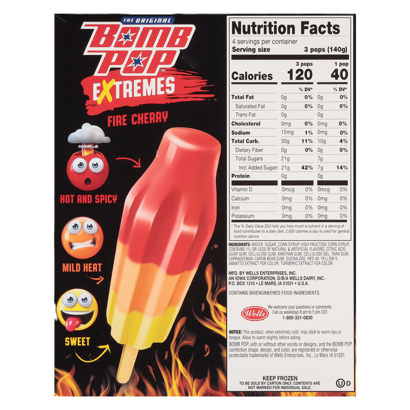 Bomb Pop Extremes Fire Cherry Ice Pops 12ct. : Ice Cream fast delivery ...