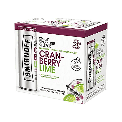 Smirnoff Spiked Sparkling Seltzer Cranberry Lime 6pk 12oz Can