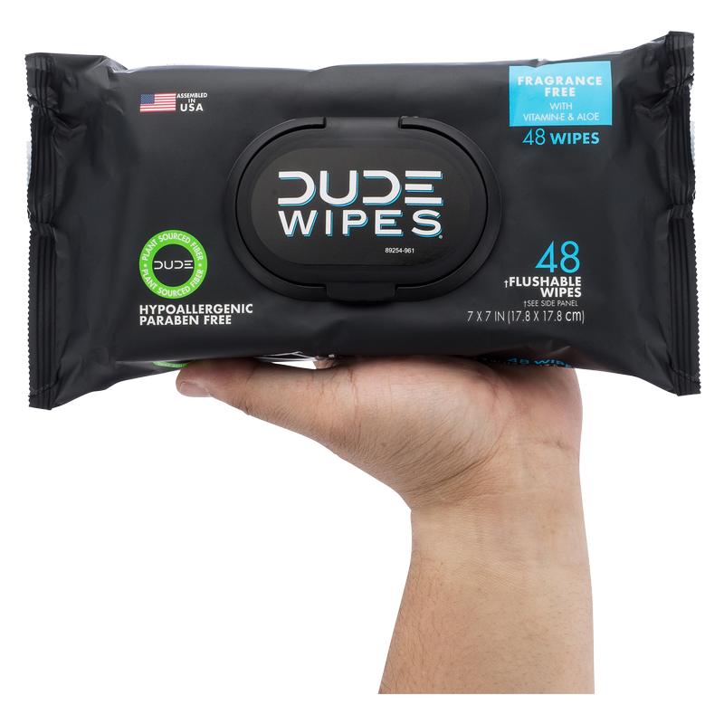 DUDE Wipes XL Flushable Wipes Dispenser Fragrance-Free with Vitamin E & Aloe 48ct 3 pack
