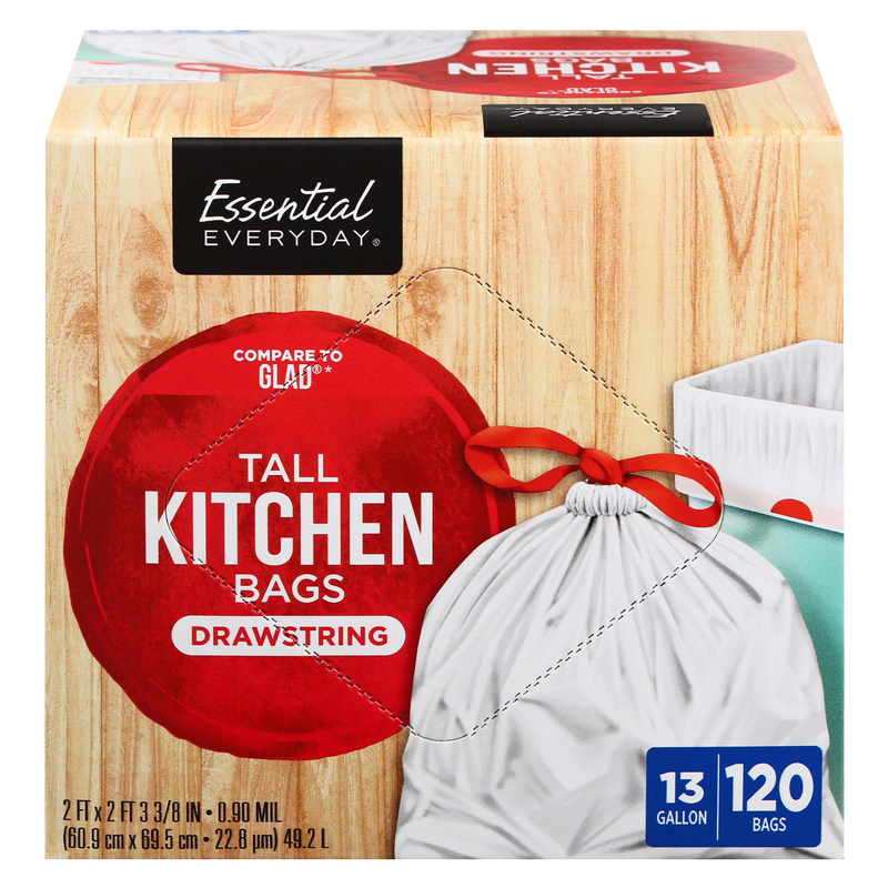 Essential Everyday Tall Kitchen Drawstring Bags 120ct