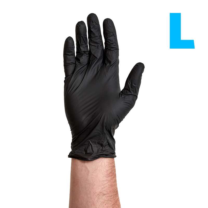 Sysco High Performance Large Black Nitrile Gloves 100ct Cleaning fast