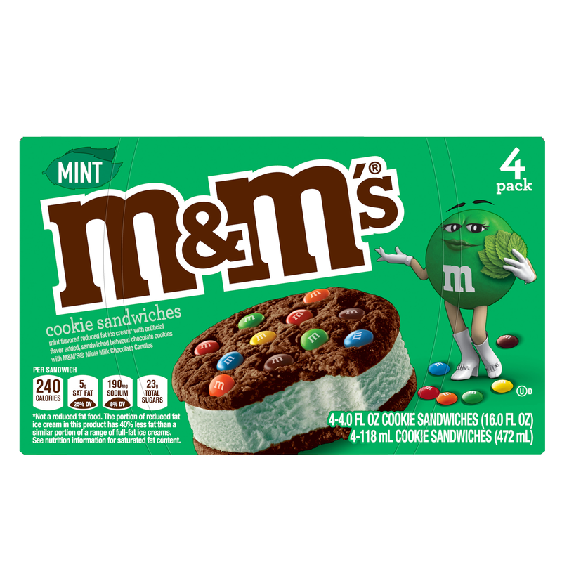 M&M's Mint Ice Cream Cookie Sandwich 4ct 16oz