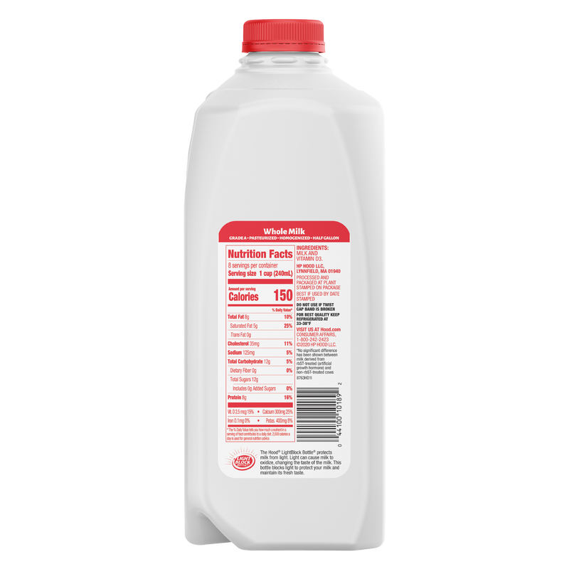 Hood Whole Vitamin D Milk -  1/2 Gallon