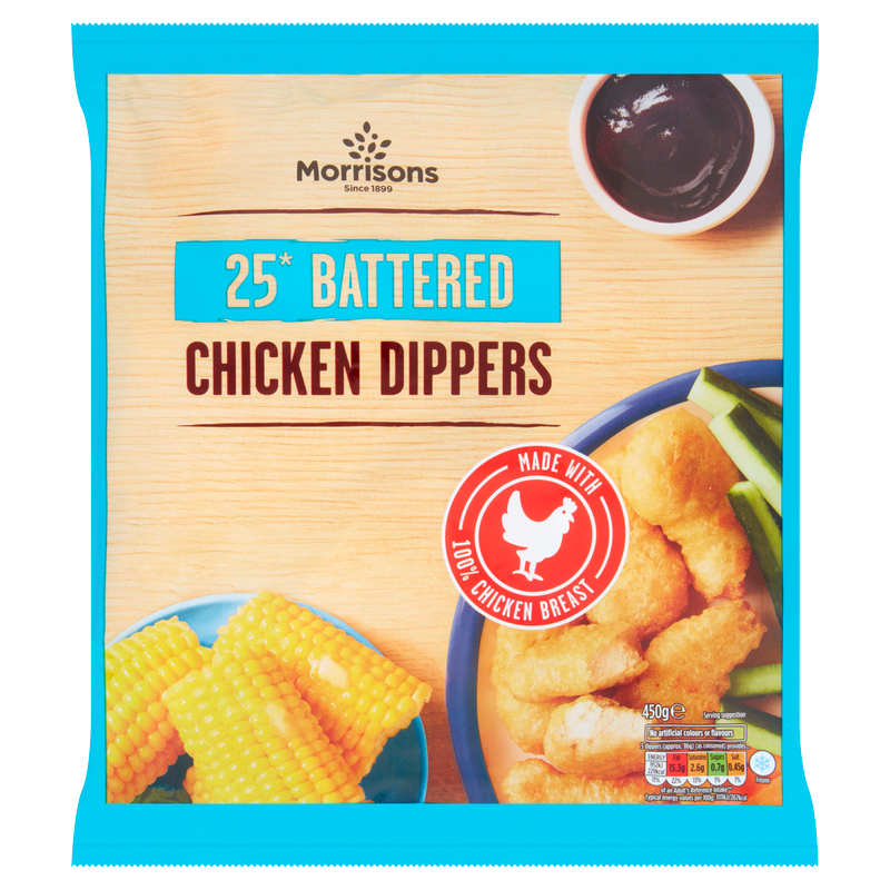 Morrisons 25 Battered Chicken Dippers, 450g