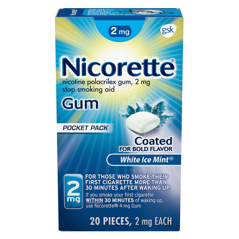 Nicorette White Ice Mint Nicotine Gum to Stop Smoking 20ct 2mg