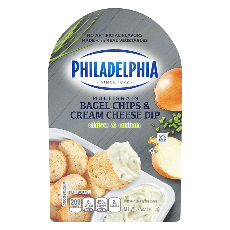 Philadelphia Chive & Onion Cream Cheese Dip and Bagel Chips - 2.5oz
