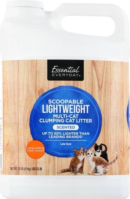 Essential Everyday Clumping Cat Litter, Multi Cat, Lightweight, Scoopable,  Unscented 10 Lb