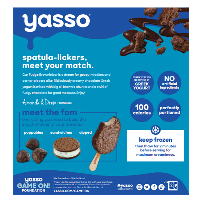 Yasso Frozen Greek Yogurt Fudge Brownie Bar 4ct : Ice Cream fast