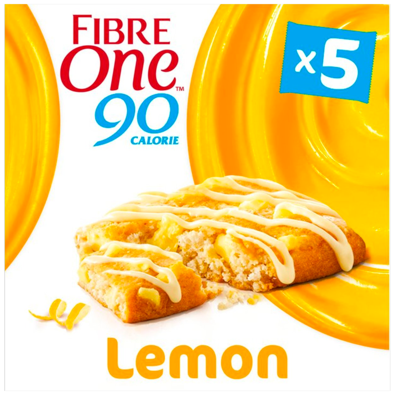 Fibre One 90 Calorie Lemon Drizzle Squares, 5 x 24g