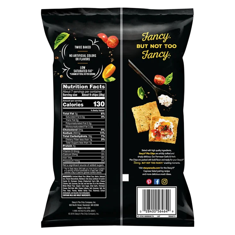 Stacy's Pita Chips Parmesan Garlic & Herb 7.33oz Snacks fast delivery by App or Online