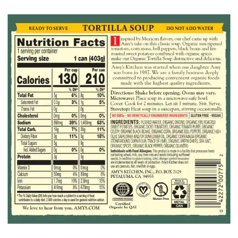 Amy's Organic Tortilla Soup 14.2oz Grocery fast delivery by App or Online