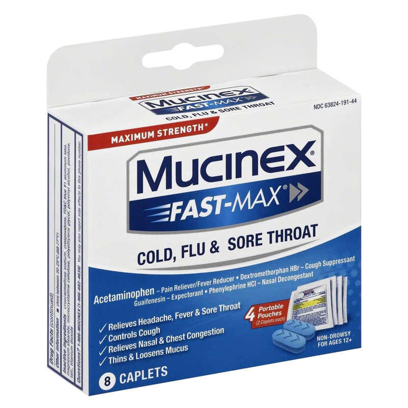 Mucinex Fast-Max Cold, Flu, & Sore Throat Caplets 4ct