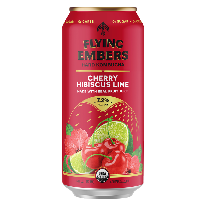 Flying Embers Black Cherry With Lime Hard Kombucha Single 16oz Can