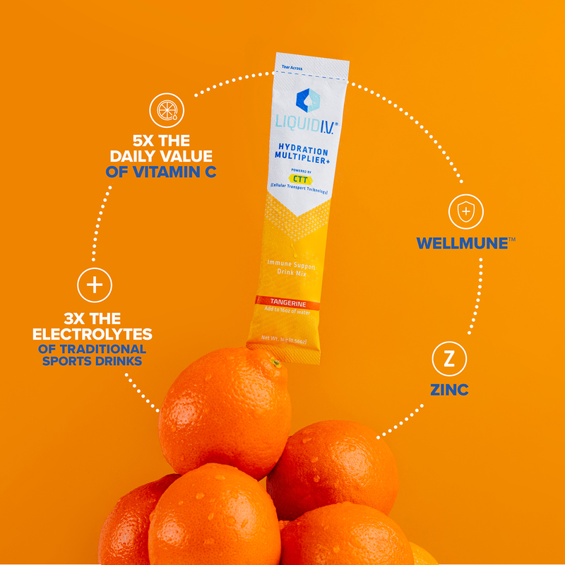 Liquid I.V. Hydration Multiplier + Immune Support Electrolyte Drink Mix Powder Tangerine 10ct Box