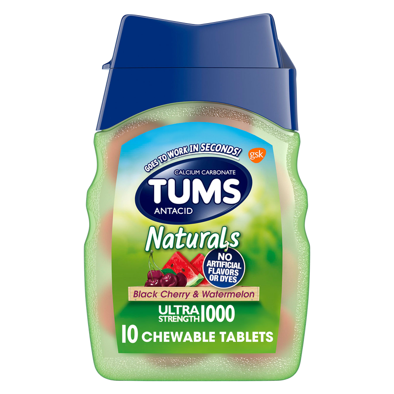 Tums Naturals Black Cherry & Watermelon Ultra Strength Antacid Chewable Tablets 10ct