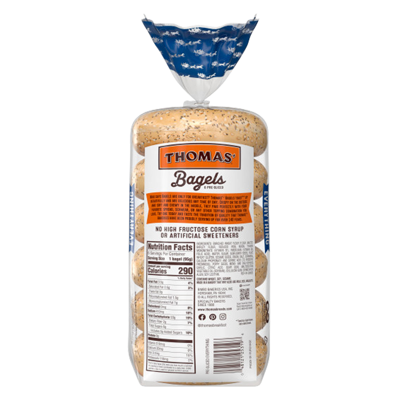 Thomas' Everything Pre-Sliced Bagels 6ct