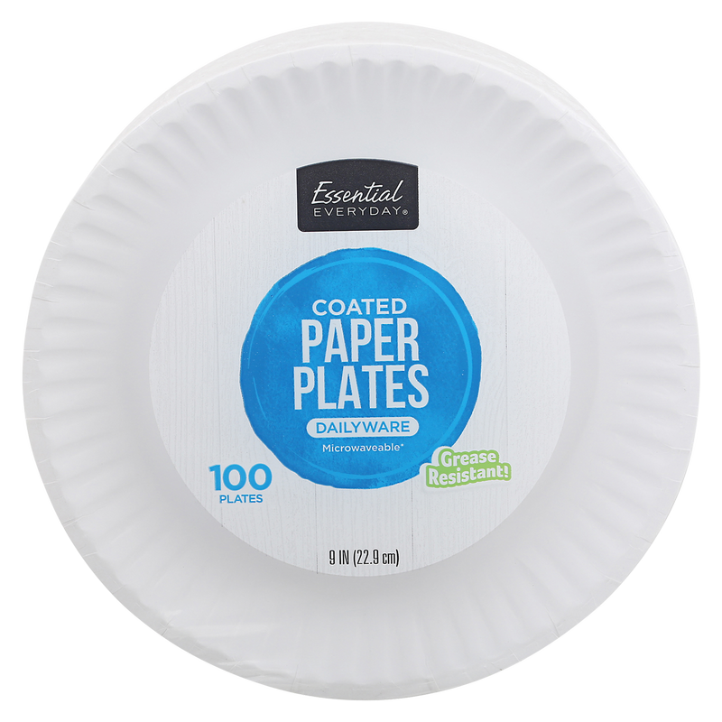 Essential Everyday 9 in Coated Paper Plates 100ct