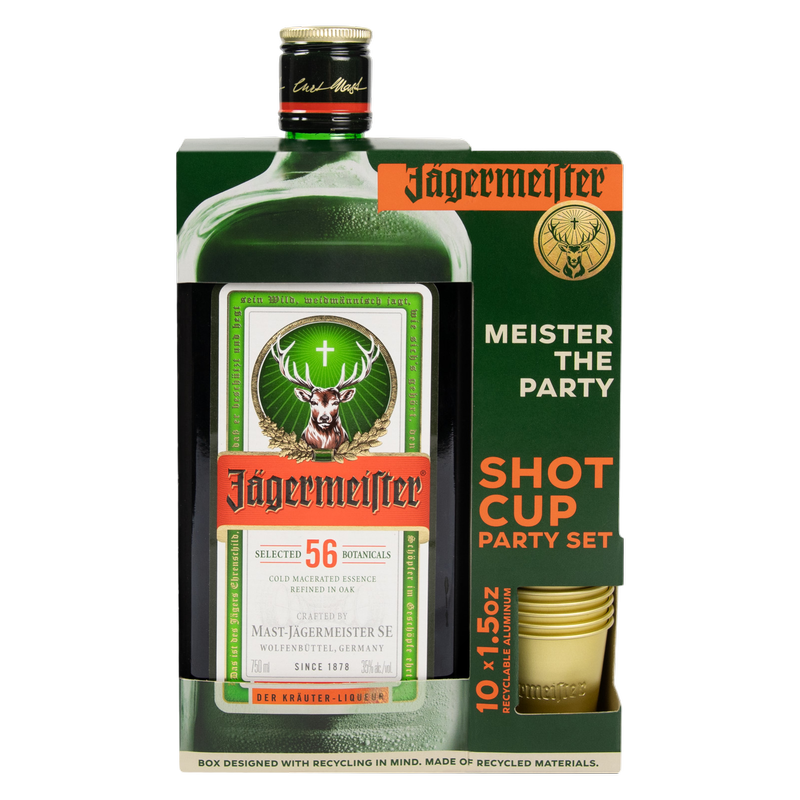 Jagermeister 750ml Gift Set with Shot Cups
