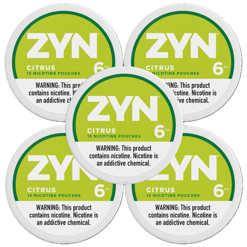5 Pack ZYN Nicotine Pouches Citrus 6mg Tini