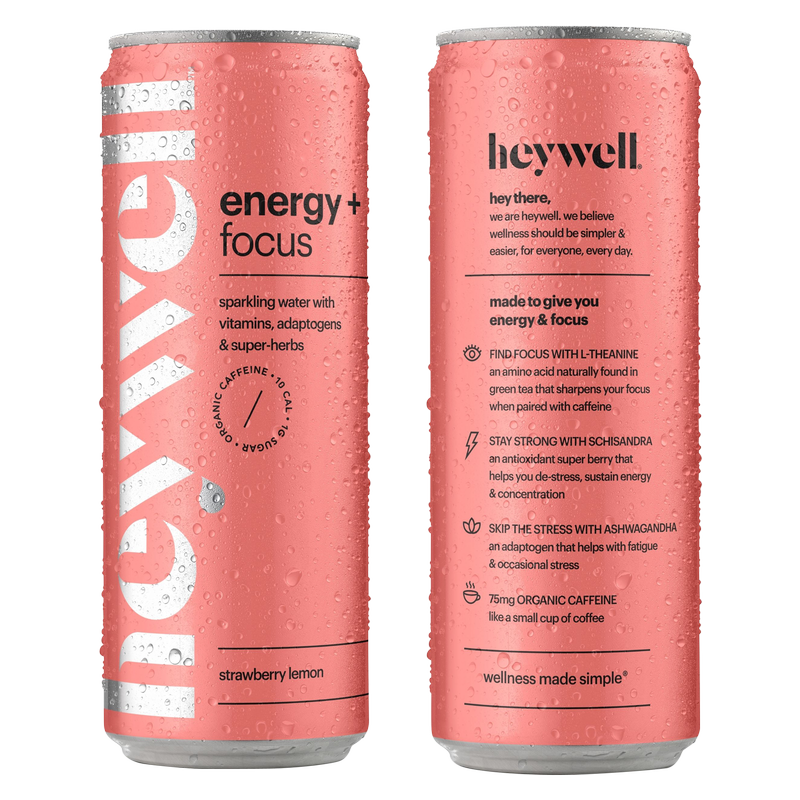 Sparkling Strawberry Lemon - Heywell Energy + Focus - 12oz Can