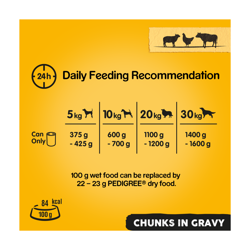 Pedigree Adult Wet Dog Food Tins Mixed in Gravy, 6 x 400g Pets fast delivery by App or Online