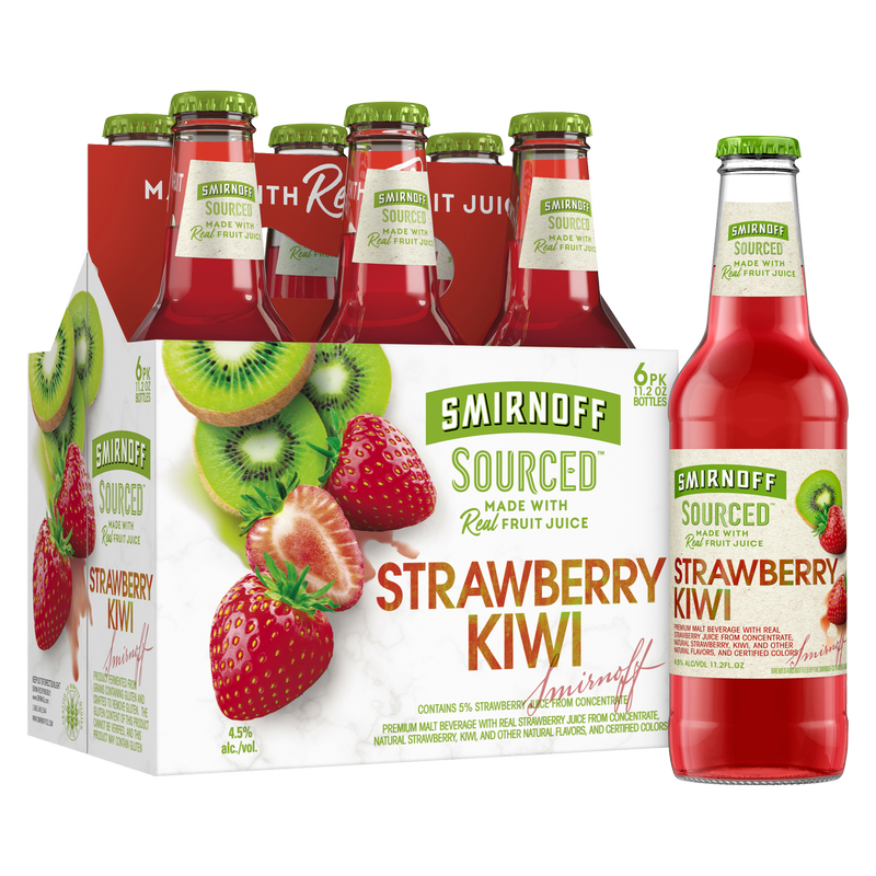 Smirnoff Sourced Strawberry Kiwi 6pk 12oz Btl