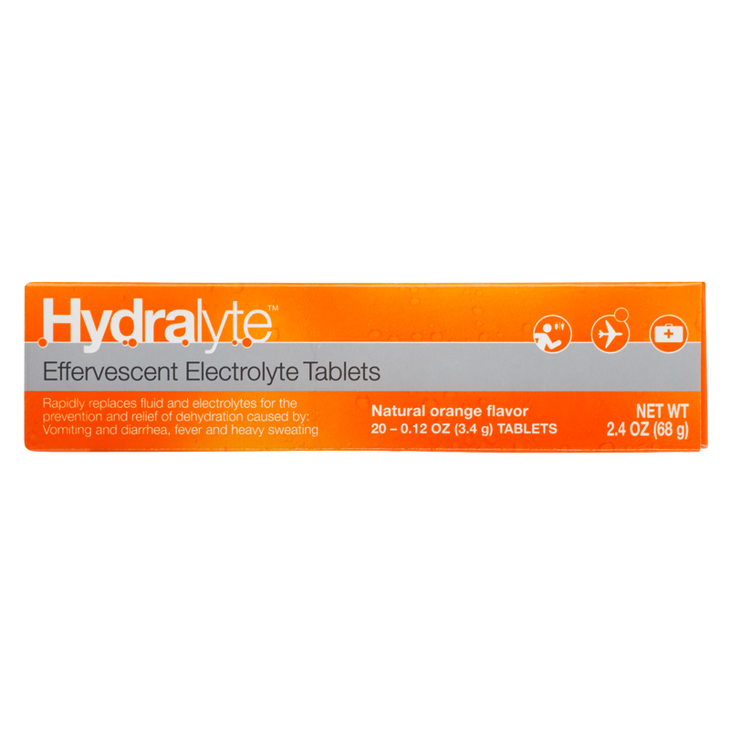 Hydralyte Orange Effervescent Electrolyte Tablets 20ct