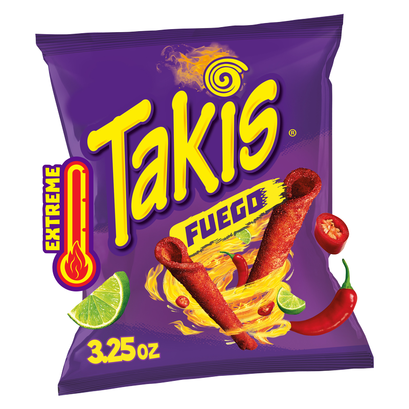 Takis Fuego Spicy Rolled Tortilla Chips Snack Size Bag 3.25 oz