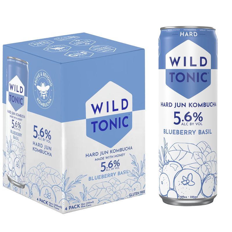 Wild Tonic Blueberry Basil Hard Kombucha 4pk 12oz Can 5.6% ABV