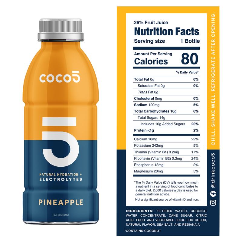 Coco5 Pineapple Coconut Water 16.9oz Bottle Drinks fast delivery by
