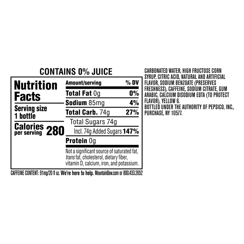 Mountain Dew Baja Mango Gem 20oz Drinks fast delivery by App or Online