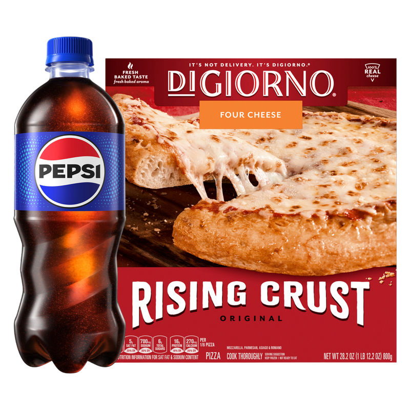 DiGiorno Frozen Original Rising Crust Four Cheese Pizza 12in 28.2oz & Pepsi 2L Btl