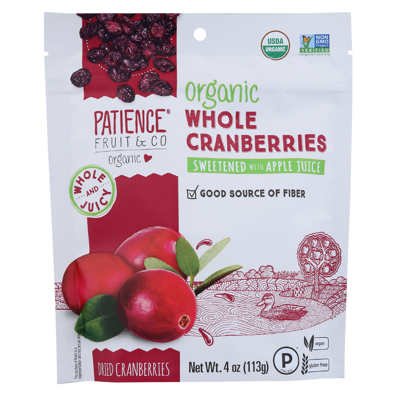 Patience Fruit & Co Organic Dried Cranberries with Apple Juice 4oz