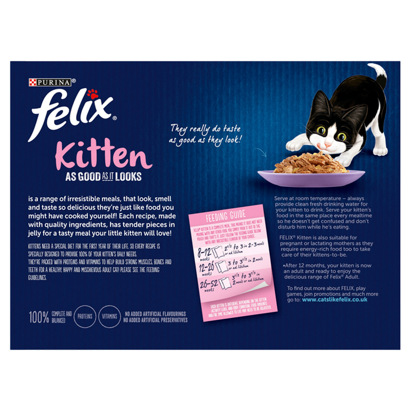 Felix As Good As It Looks Kitten Cat Food Mixed In Jelly, 12 x 100g