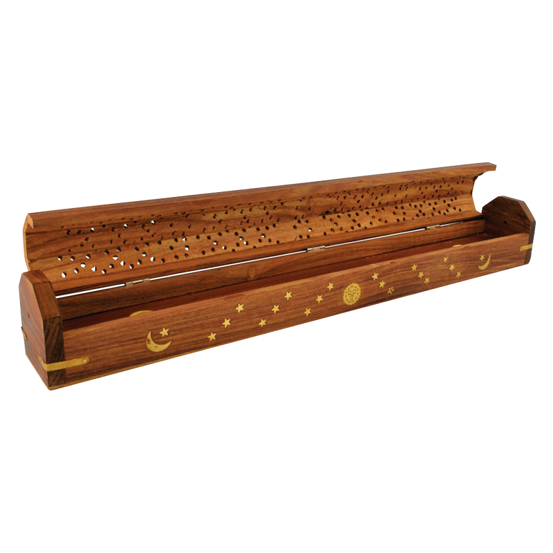 Wooden Coffin Incense Burner 12in
