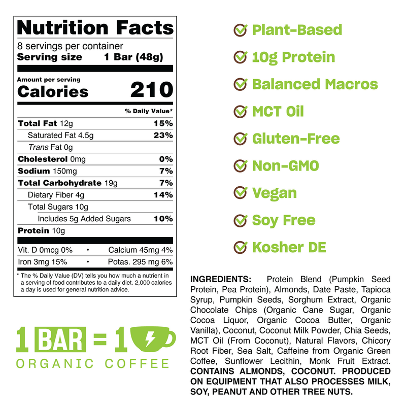 Quantum Energy Squares Coconut Almond Chip 1.69oz Bar Snacks fast