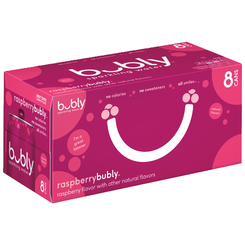 Bubly Sparkling Water Raspberry 12 Fl Oz 8 Count Cans