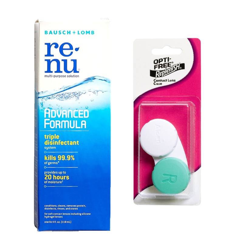 Bausch & Lomb ReNu Contact Lens Solution 4oz & Contact Lens Case