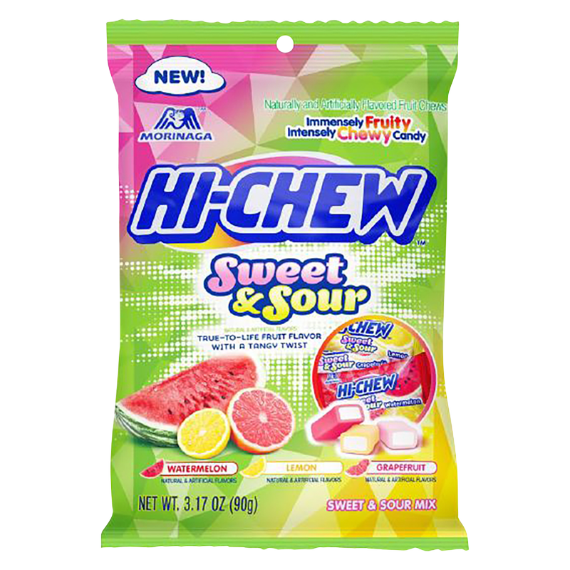Hi-Chew Sweet & Sour Assorted Fruity Chewy Candy 3.17oz