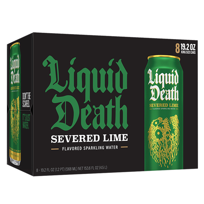 Liquid Death Sparkling Water Severed Lime 8pk 19.2oz Can Drinks fast